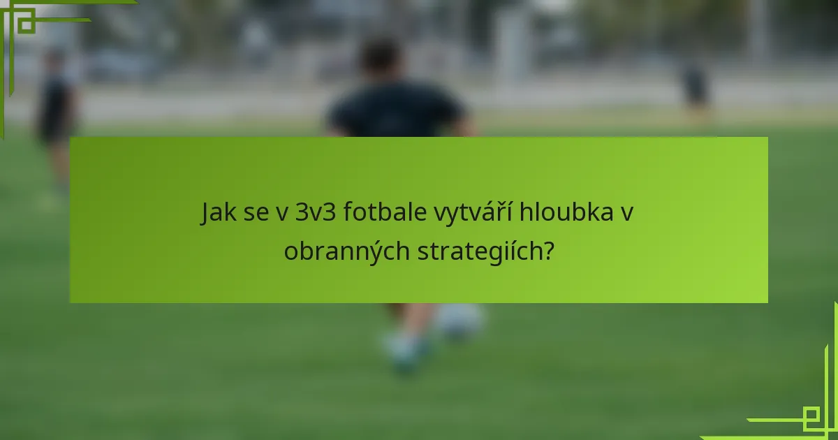 Jak se v 3v3 fotbale vytváří hloubka v obranných strategiích?